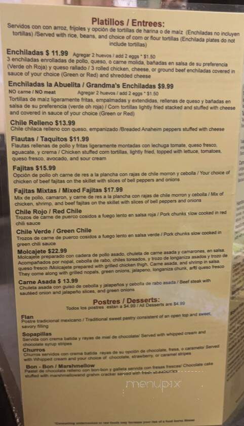 La Abuelita - Rawlins, WY menu_pic