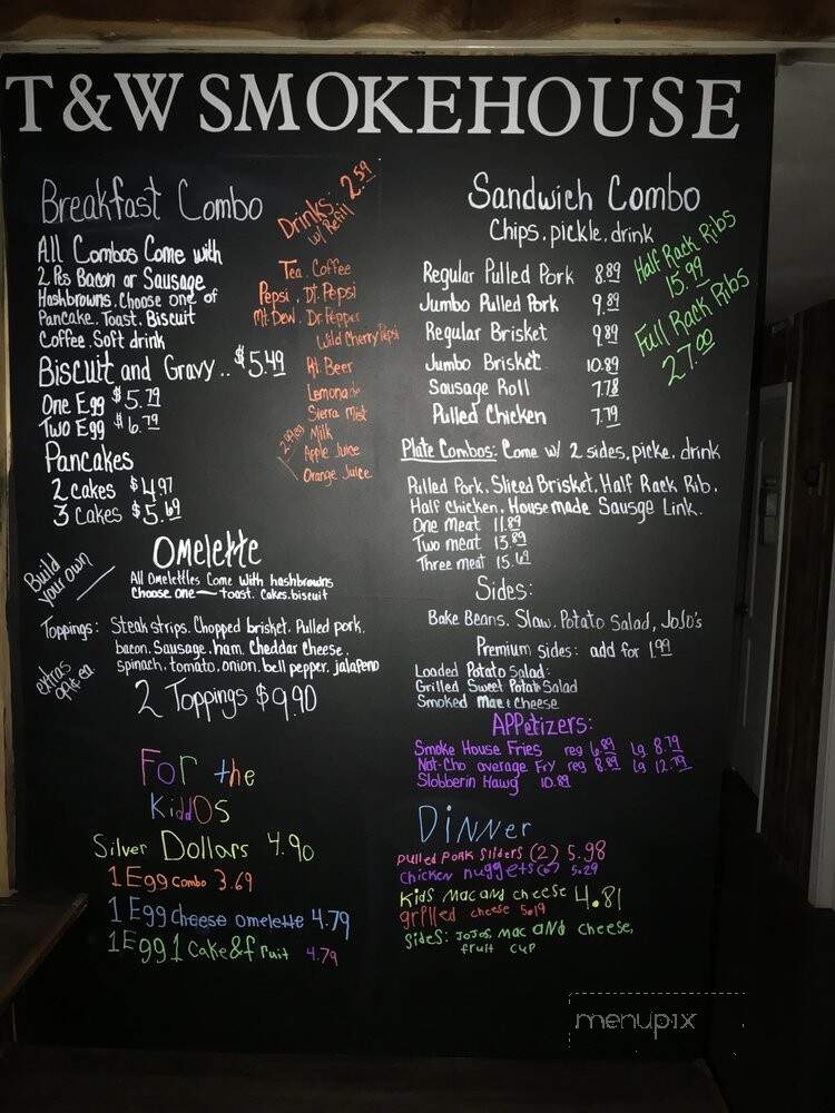 T&W Smokehouse - Dardanelle, AR menu_pic