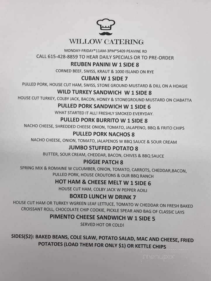 Willow Cafe & Catering - Crossville, TN menu_pic