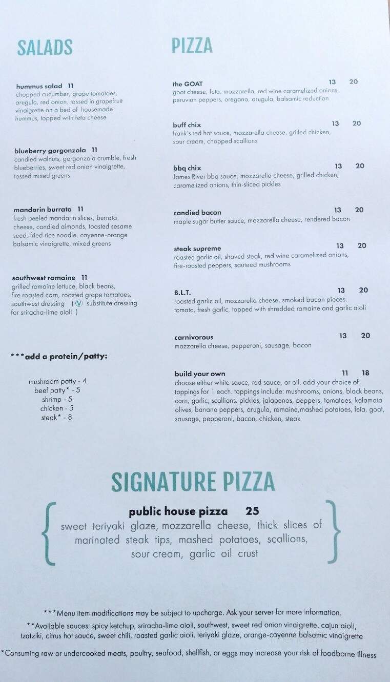 Public House Eatery - Gorham, NH menu_pic