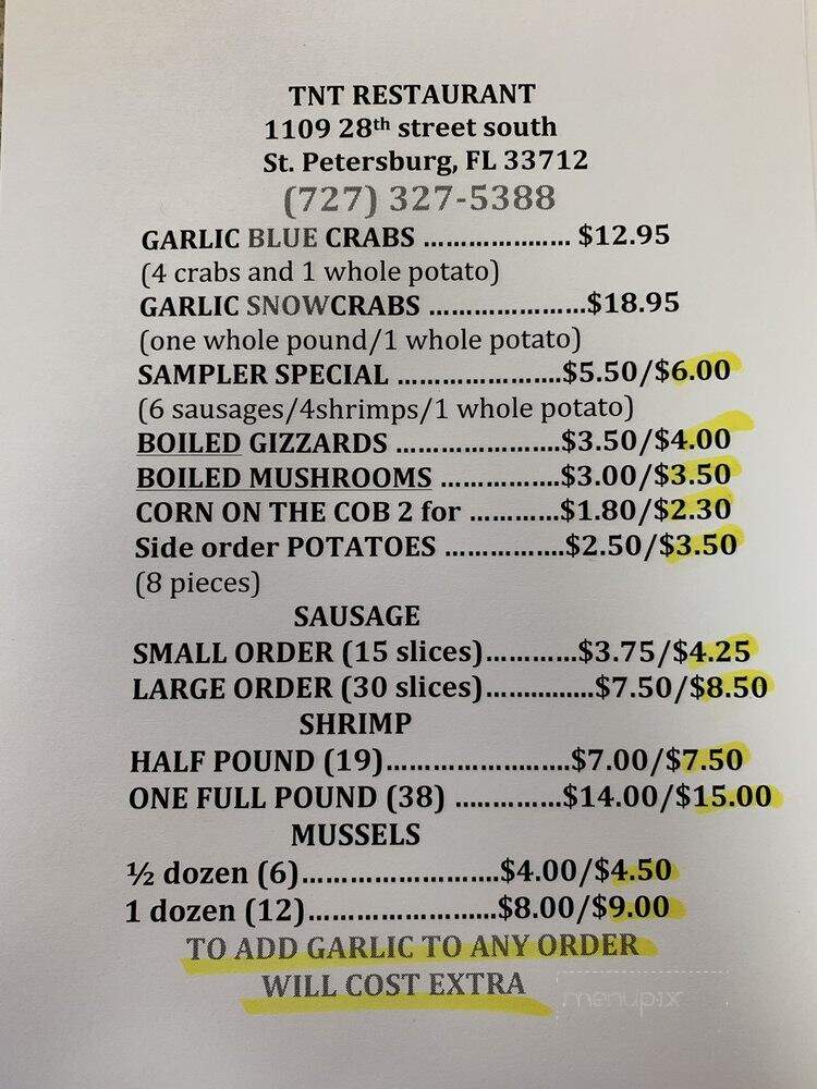 Tnt Restaurant - St Petersburg, FL menu_pic