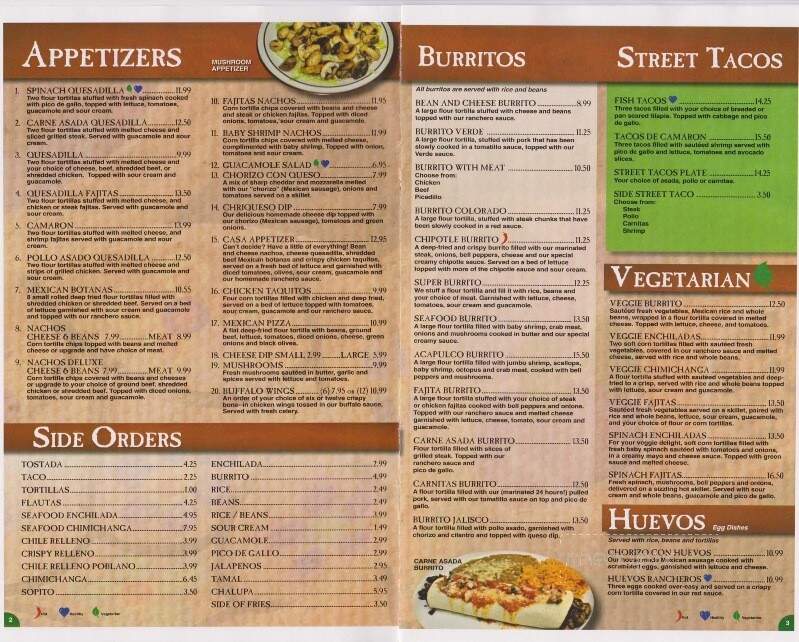 Casa Jalisco Restaurant - Alexandria, MN menu_pic