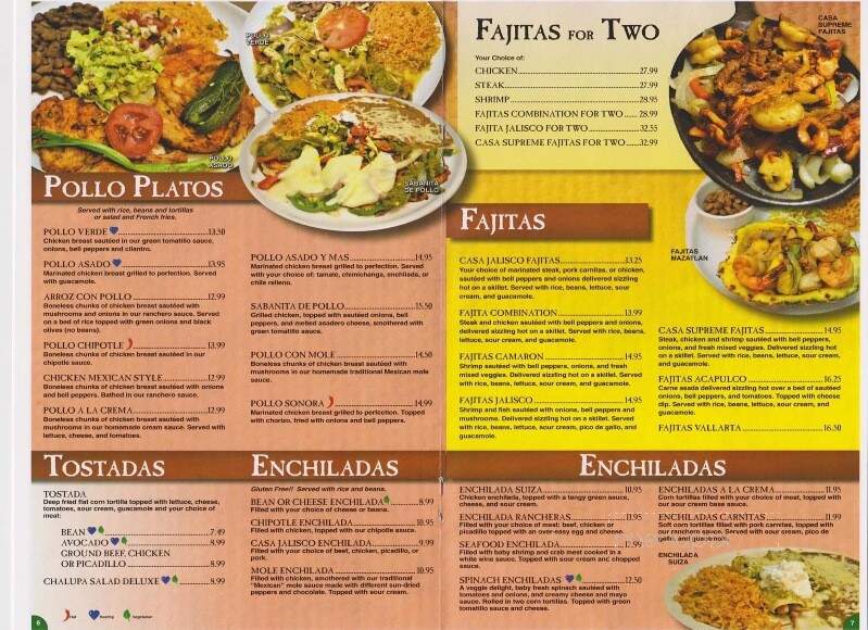 Casa Jalisco Restaurant - Alexandria, MN menu_pic