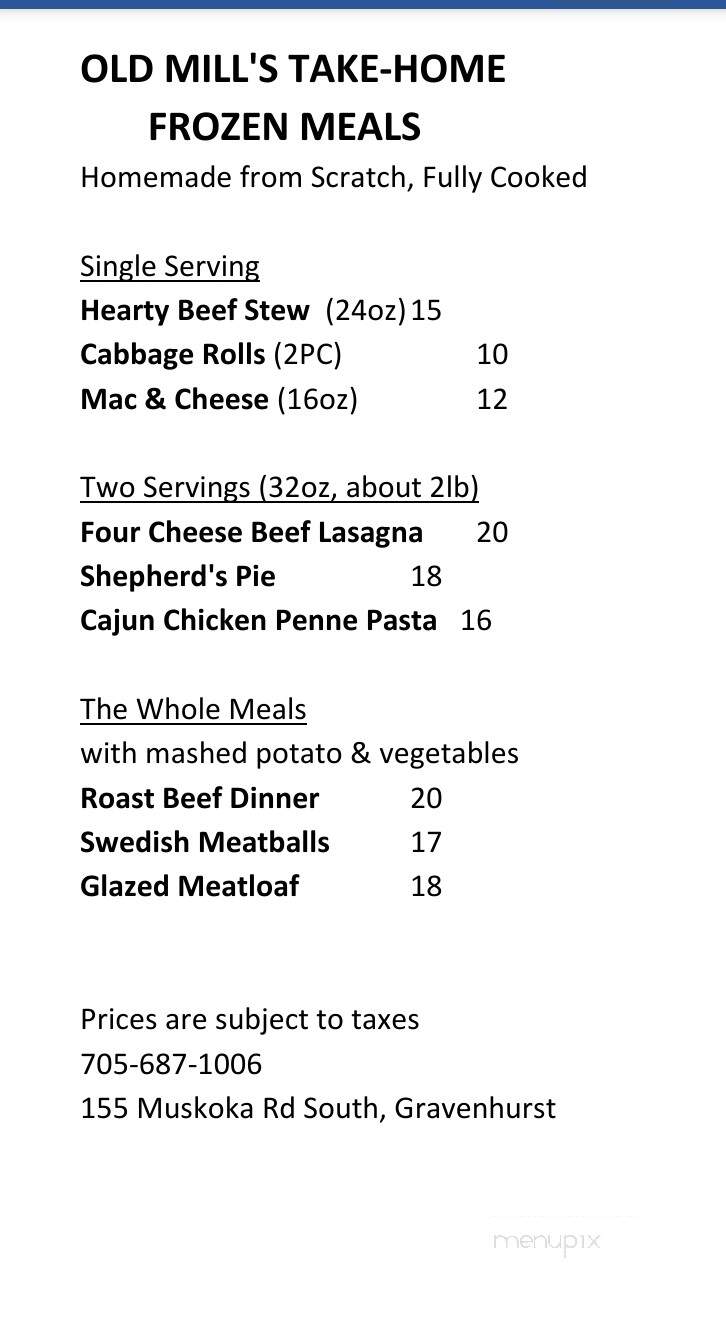 Old Mill Family Restaurant - Gravenhurst, ON menu_pic