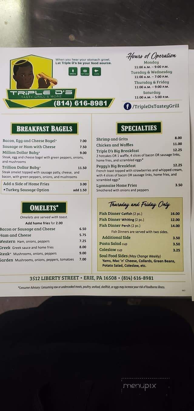 Triple D's Tastey Grill - Erie, PA menu_pic