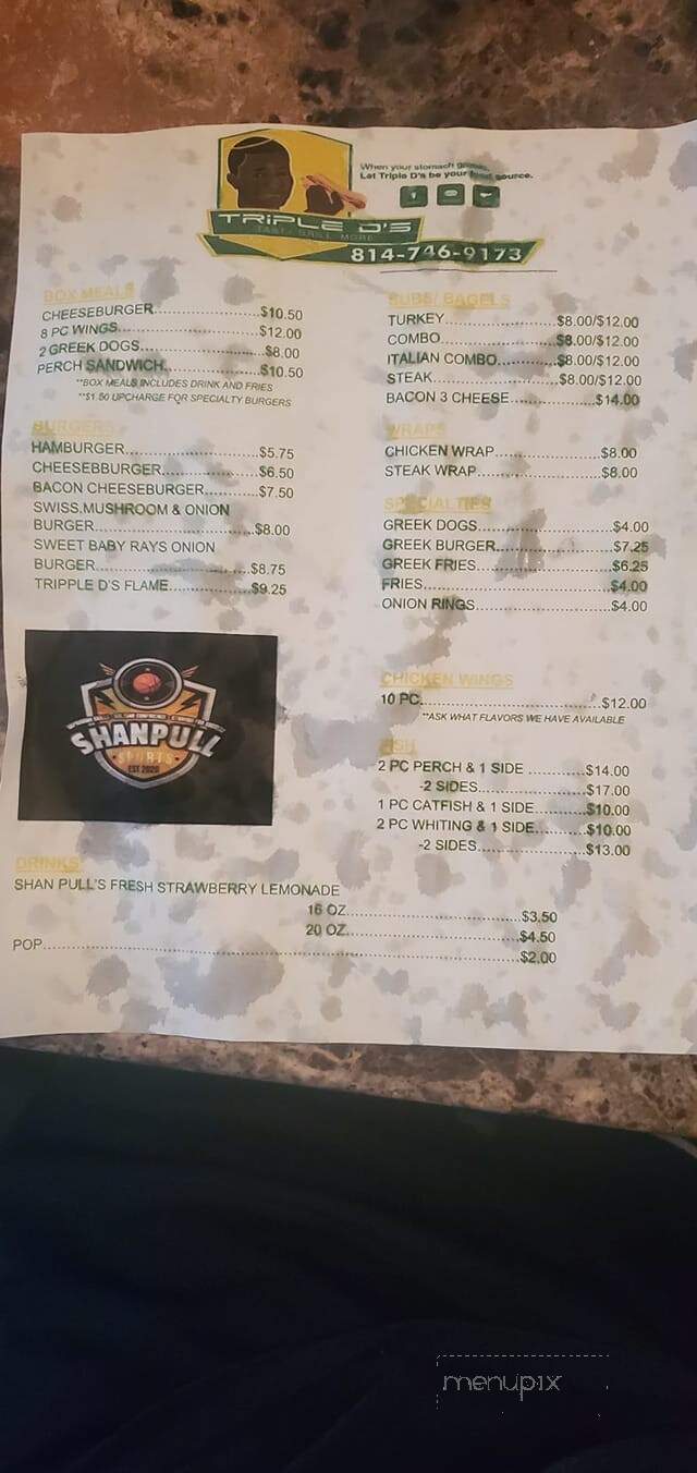 Triple D's Tastey Grill - Erie, PA menu_pic