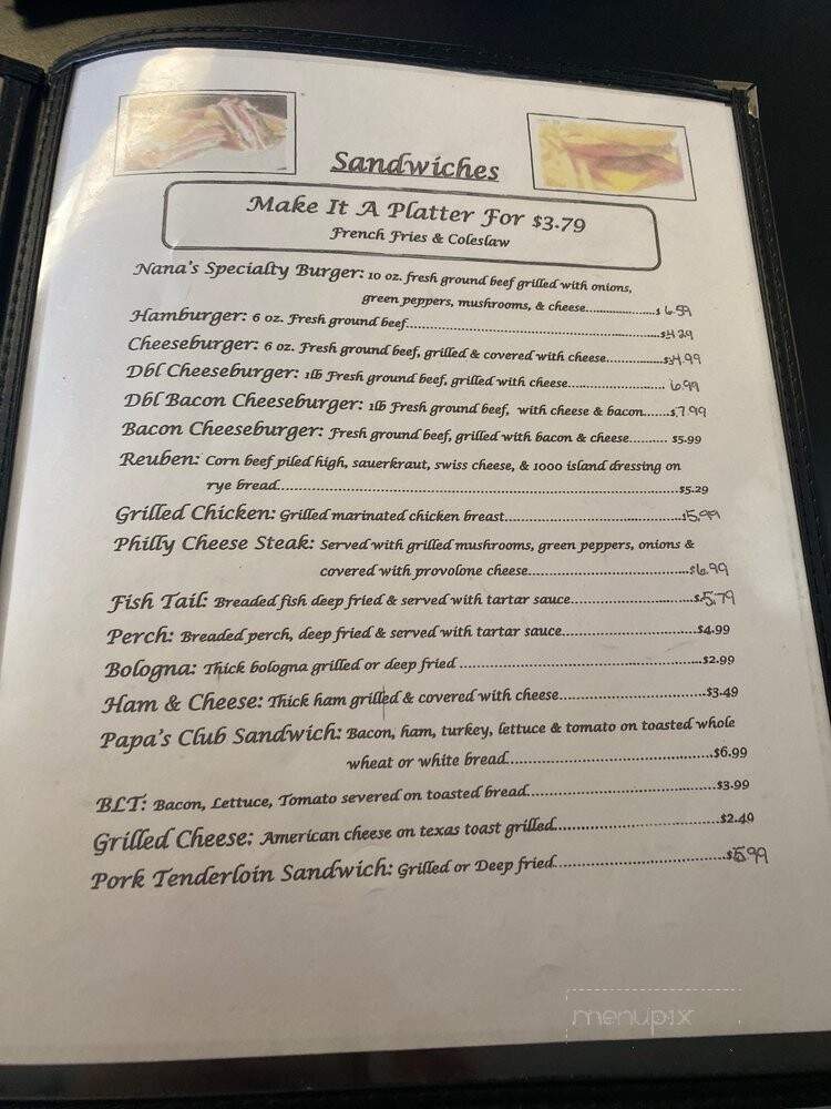 Nana & Papa's Family Restaurant - Thornville, OH menu_pic