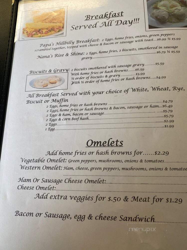 Nana & Papa's Family Restaurant - Thornville, OH menu_pic