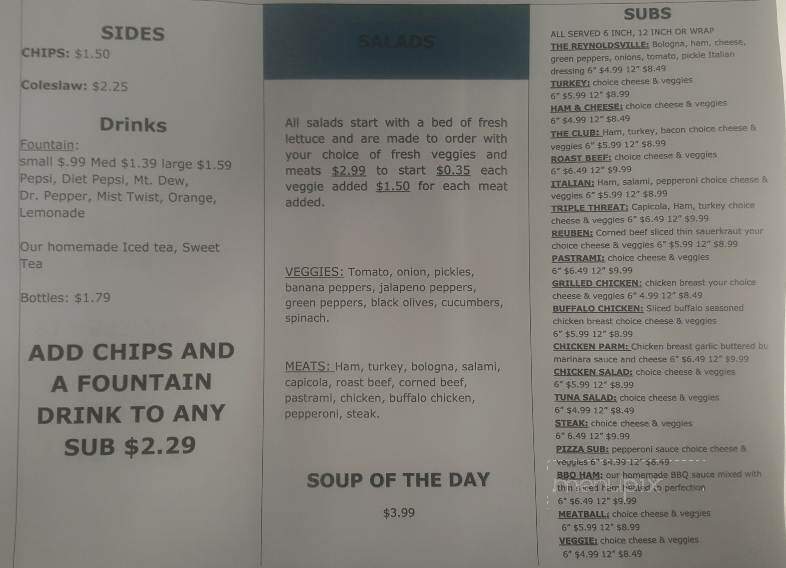 The Sub Hub - Reynoldsville, PA menu_pic