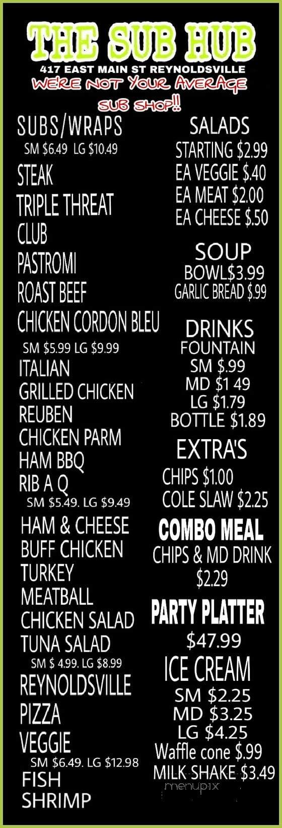 The Sub Hub - Reynoldsville, PA menu_pic