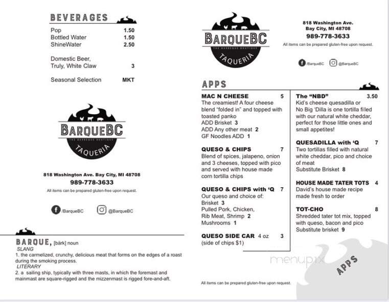 Barquebc - Bay City, MI menu_pic