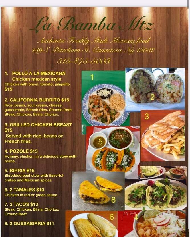La Bamba - Canastota, NY menu_pic