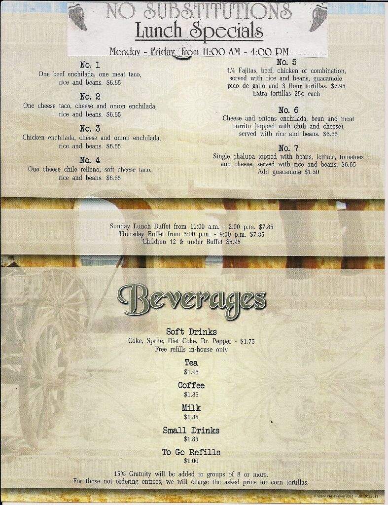 Chachis Mexican Restaurant - Glen Rose, TX menu_pic
