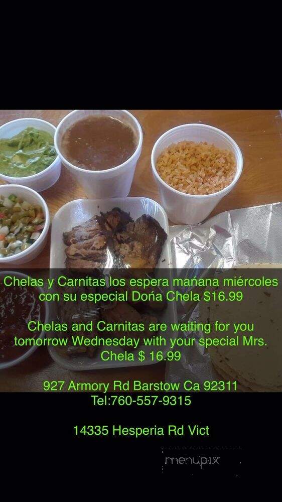 Chelas Y Carnitas - Barstow, CA menu_pic