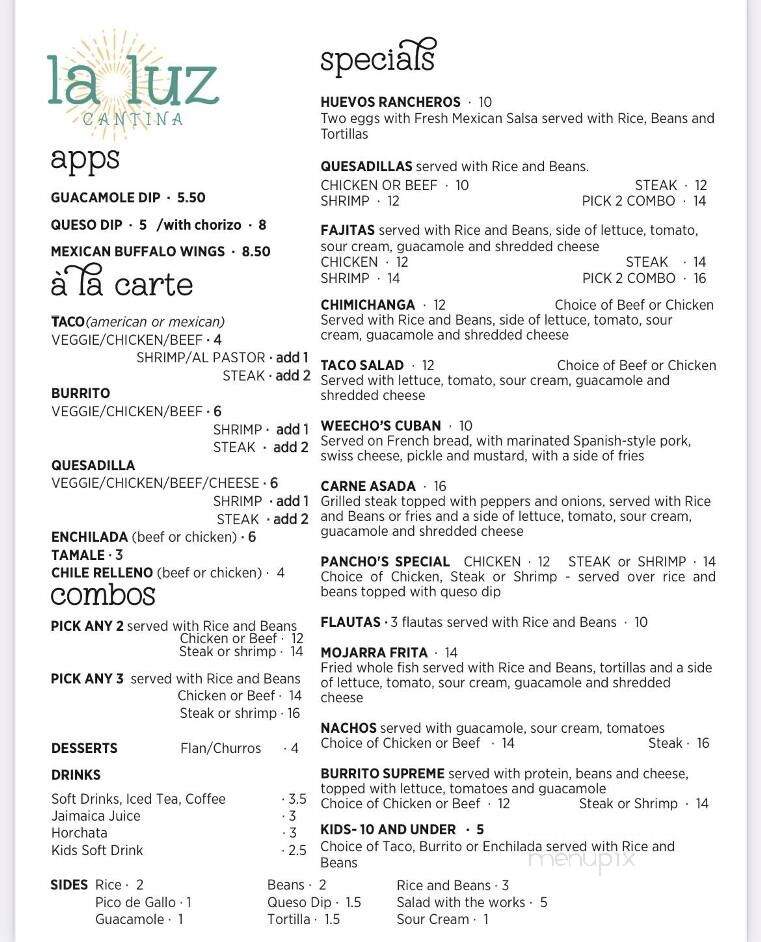 Cantina La Luz - Gulf Shores, AL menu_pic