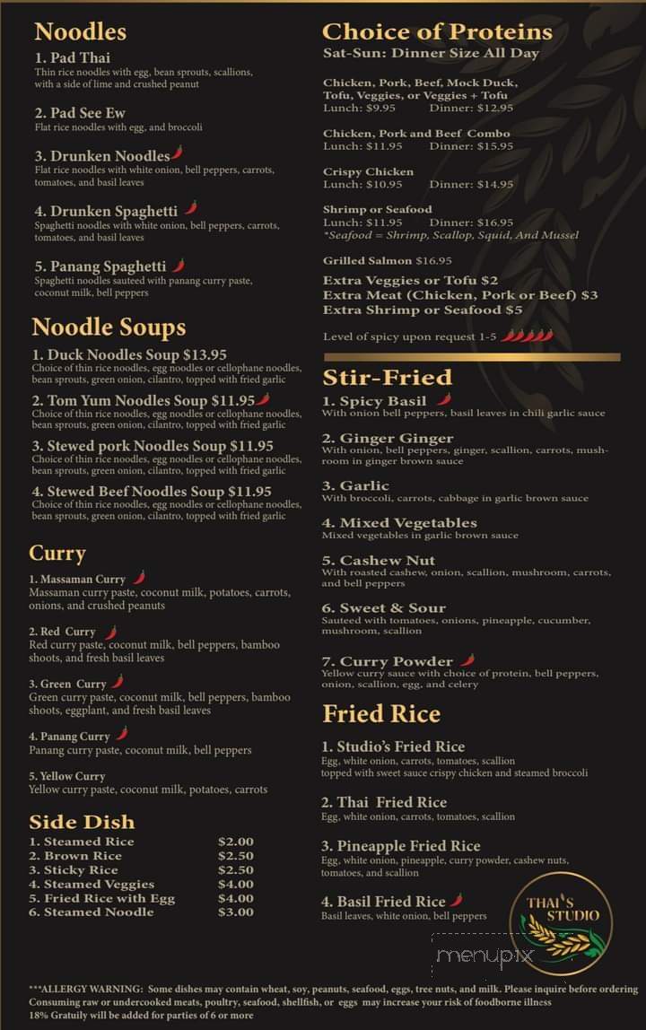 Thai Studio Restaurant - Richmond, VA menu_pic