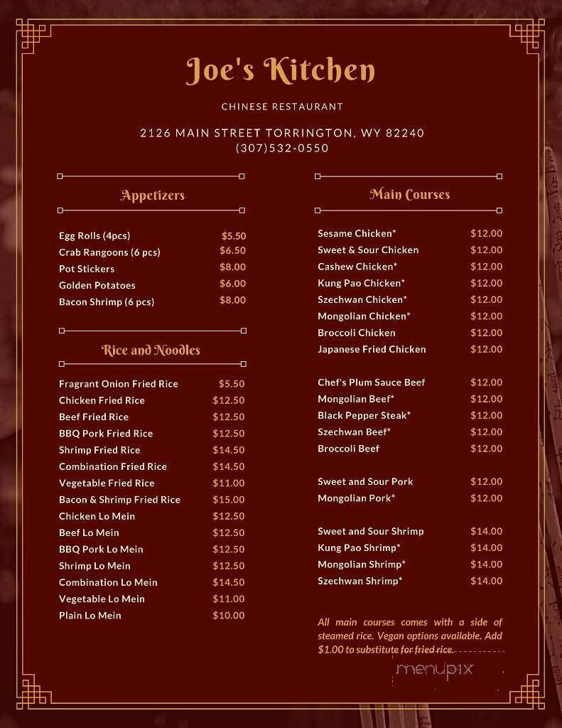 Joe's Kitchen - Torrington, WY menu_pic