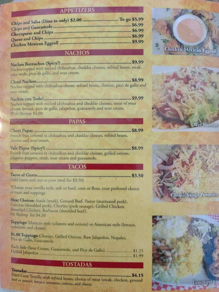 Valentina's Mexican Grill - Galesburg, MI menu_pic