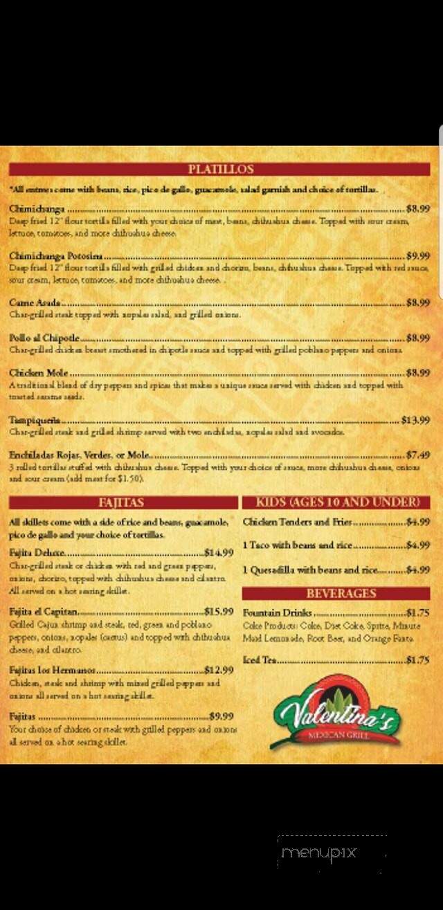Valentina's Mexican Grill - Galesburg, MI menu_pic