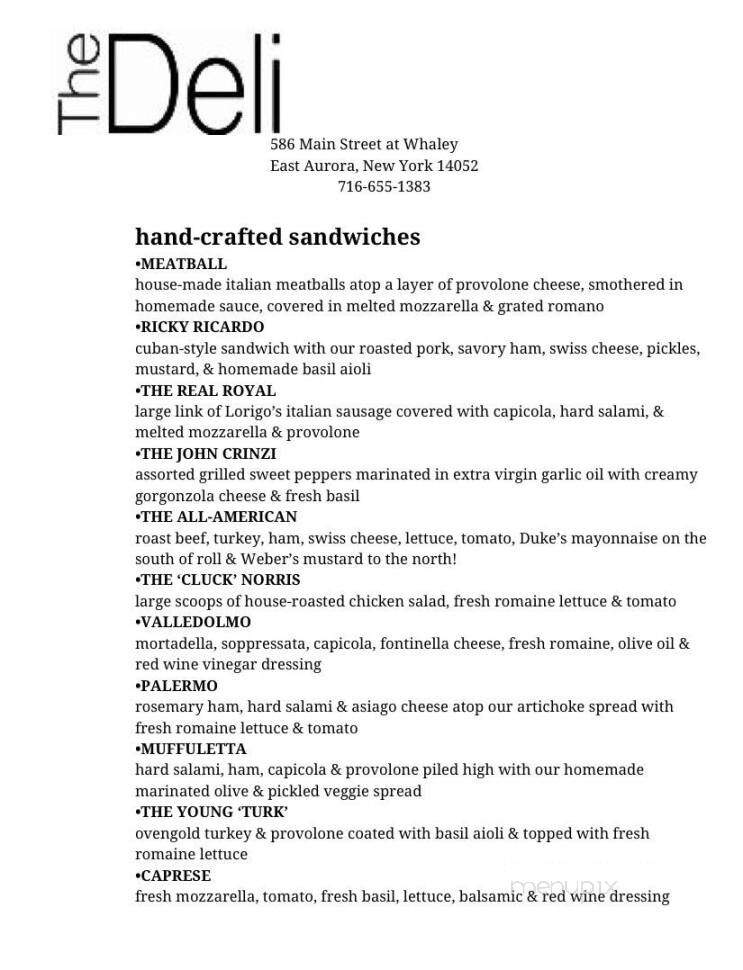 The Deli - East Aurora, NY menu_pic