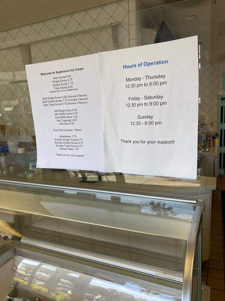 Supernova Ice Cream - Benicia, CA menu_pic