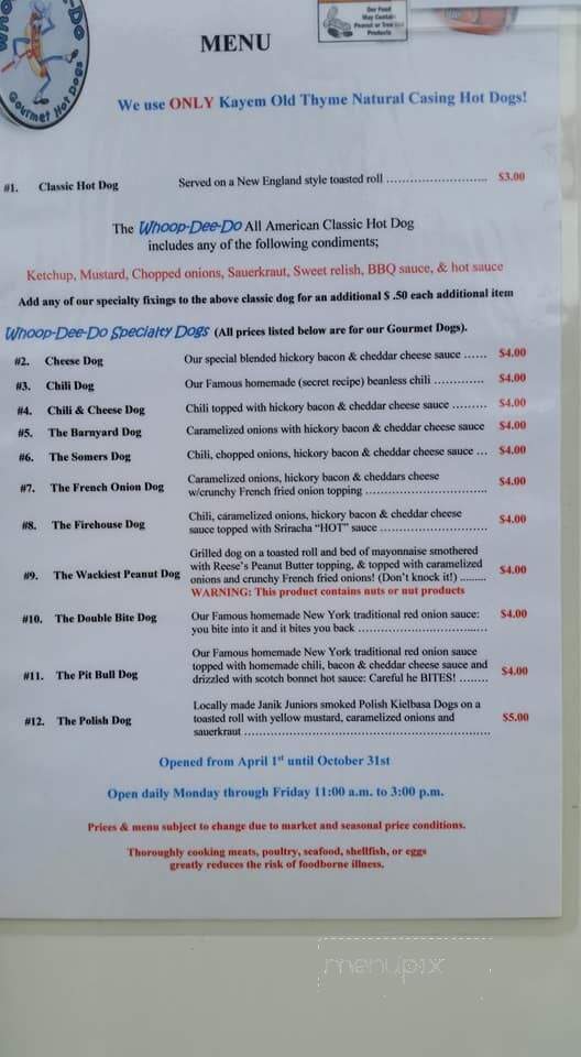 Whoop Dee Do Hot Dogs - Somers, CT menu_pic