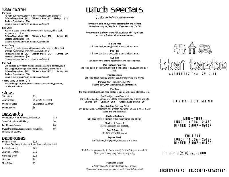 Thai Taste - San Antonio, TX menu_pic