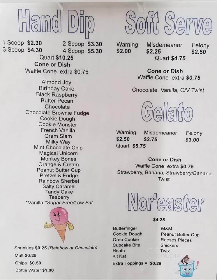 5-OH Creamery - Selinsgrove, PA menu_pic