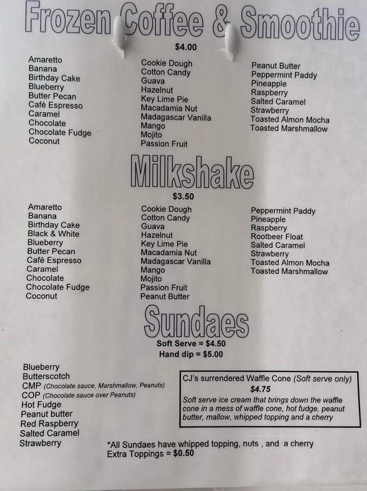 5-OH Creamery - Selinsgrove, PA menu_pic