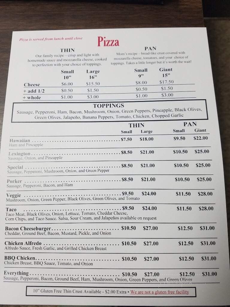 Uncle Vaits - Lexington, OK menu_pic