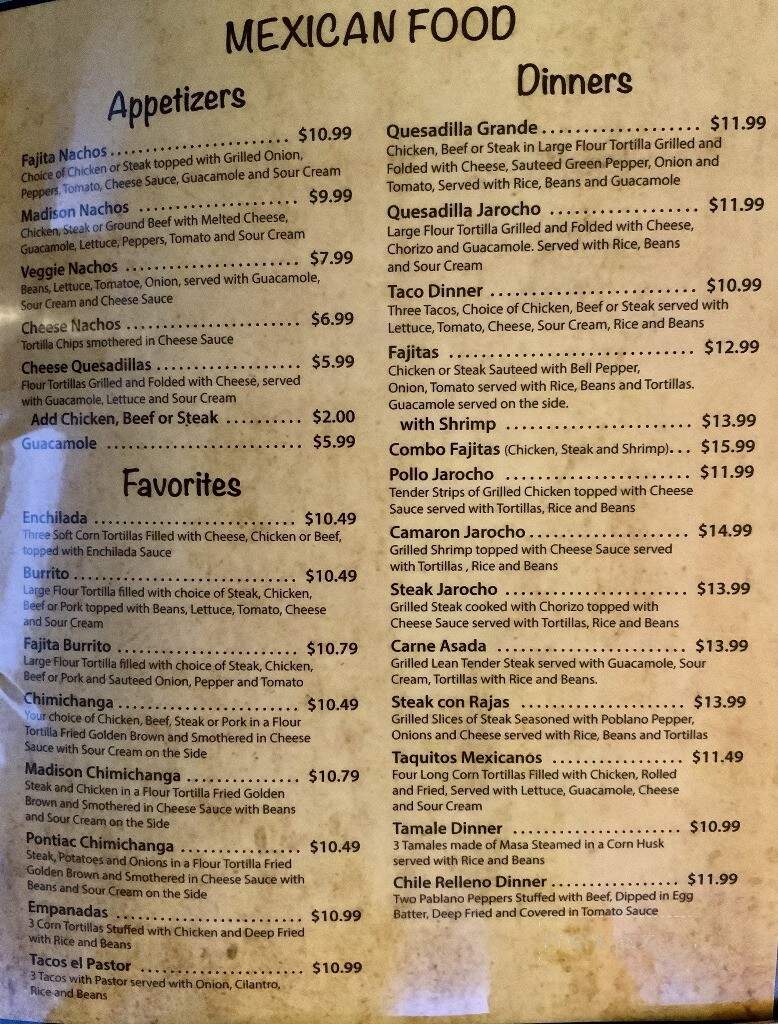 Madison Street Family Restaurant - Pontiac, IL menu_pic
