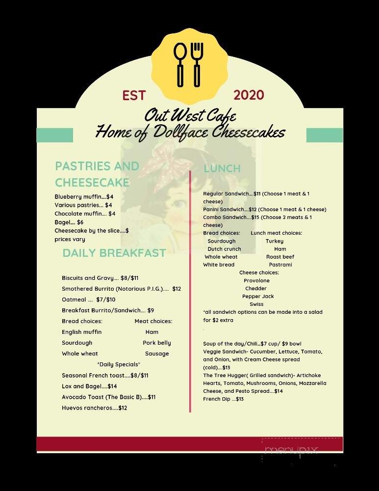 Out West Cafe & Dollface Cheesecakes - Markleeville, CA menu_pic