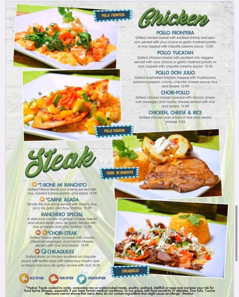 Don Julio Cocina Mexicana - Asheboro, NC menu_pic