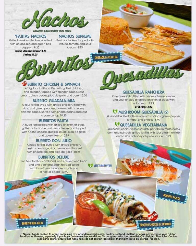 Don Julio Cocina Mexicana - Asheboro, NC menu_pic