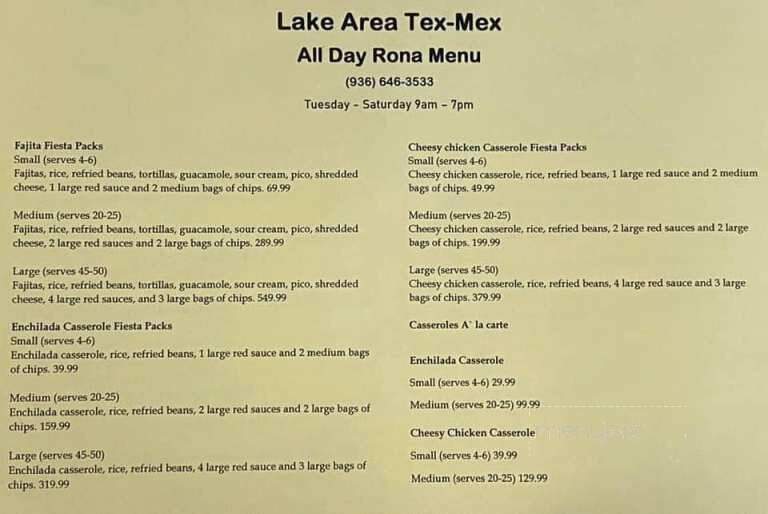 Lake Area Tex Mex - Onalaska, TX