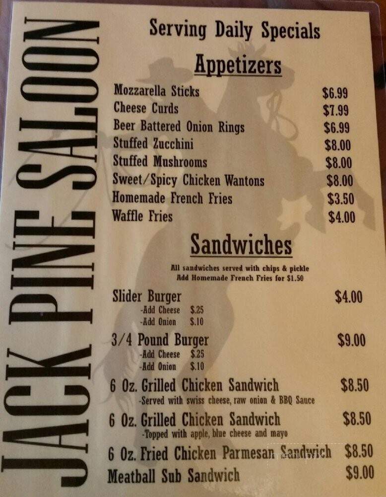 Jack Pine Saloon - Adams, WI menu_pic