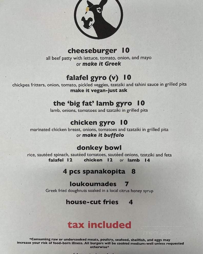 One Eyed Donkey - Greenville, SC menu_pic