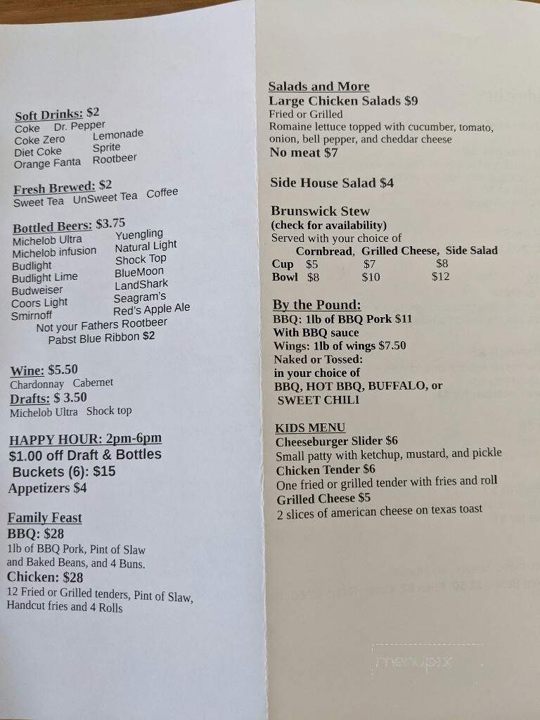 Red Wolfe Grill - Cohutta, GA menu_pic