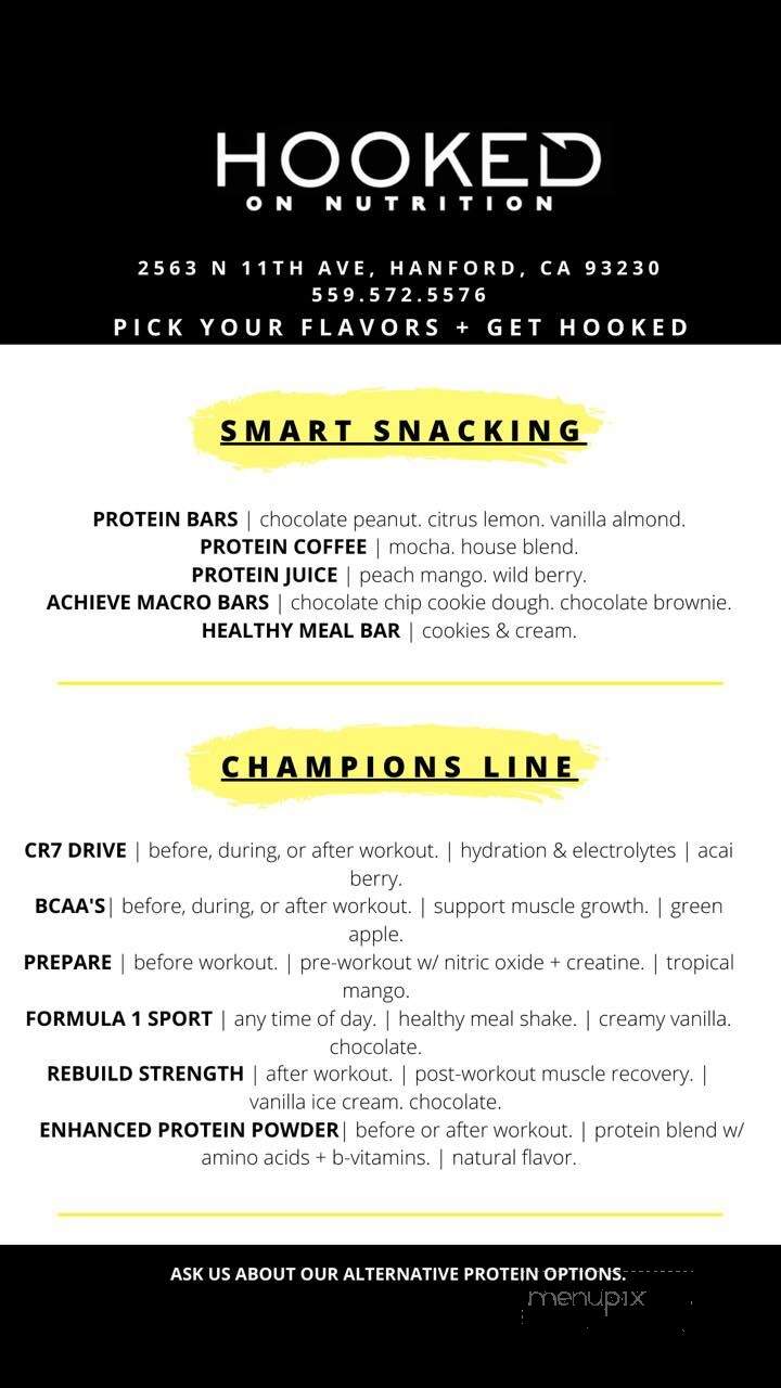 Hooked On Nutrition - Hanford, CA menu_pic