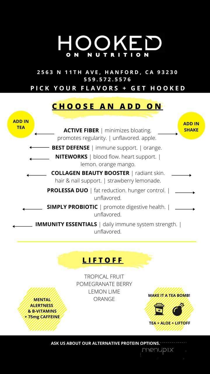 Hooked On Nutrition - Hanford, CA menu_pic