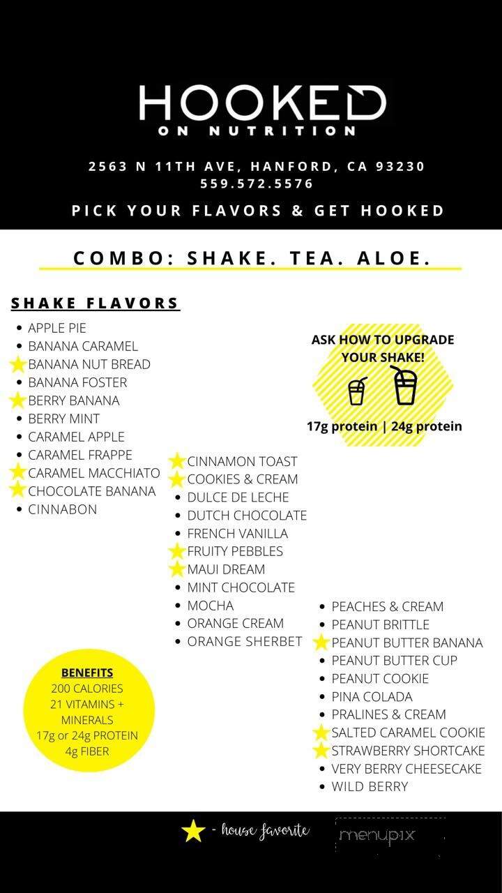 Hooked On Nutrition - Hanford, CA menu_pic