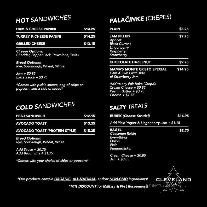 Cleveland Cafe - Alpine, CA menu_pic
