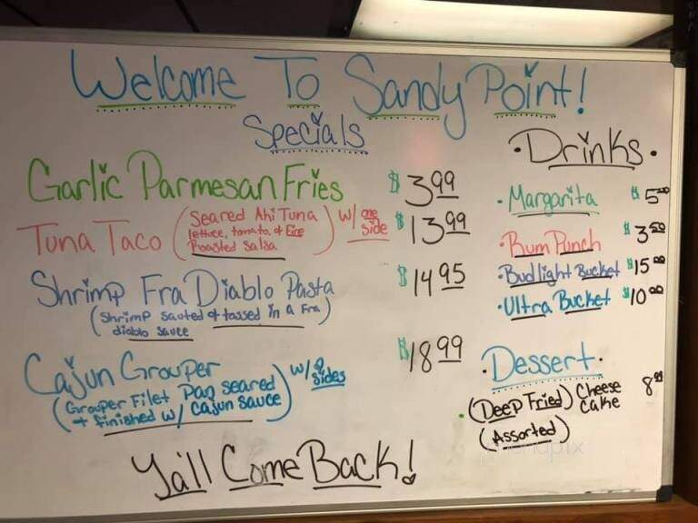 Sandy Point Restaurant - Branford, FL menu_pic
