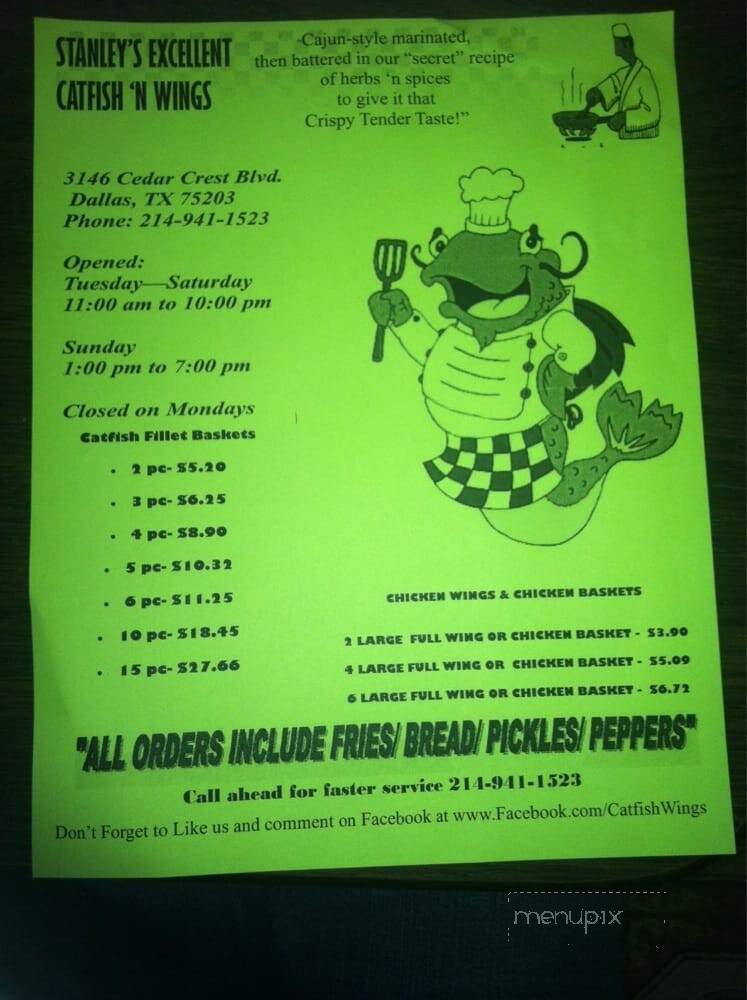 Stanley's Catfish Inn - Dallas, TX menu_pic