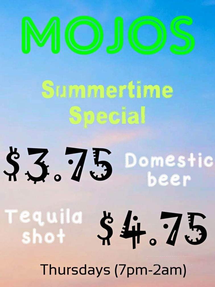 Club Mojo's & Second Home Lounge - Wainwright, AB menu_pic