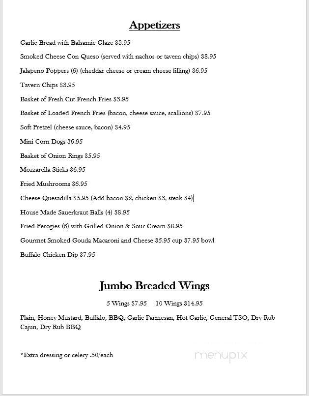 Hillside Tavern - Mogadore, OH menu_pic