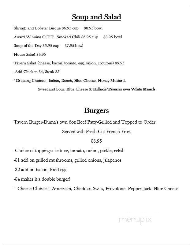 Hillside Tavern - Mogadore, OH menu_pic