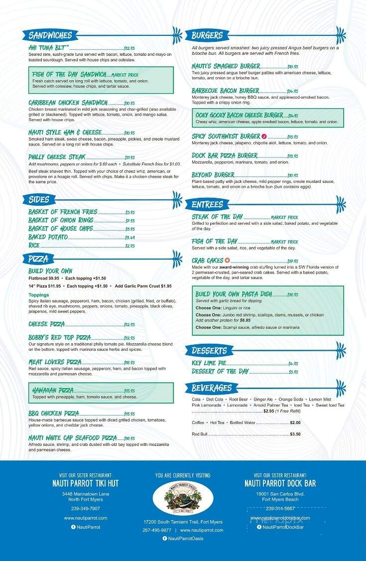 Nauti Parrot Oasis - Fort Myers, FL menu_pic