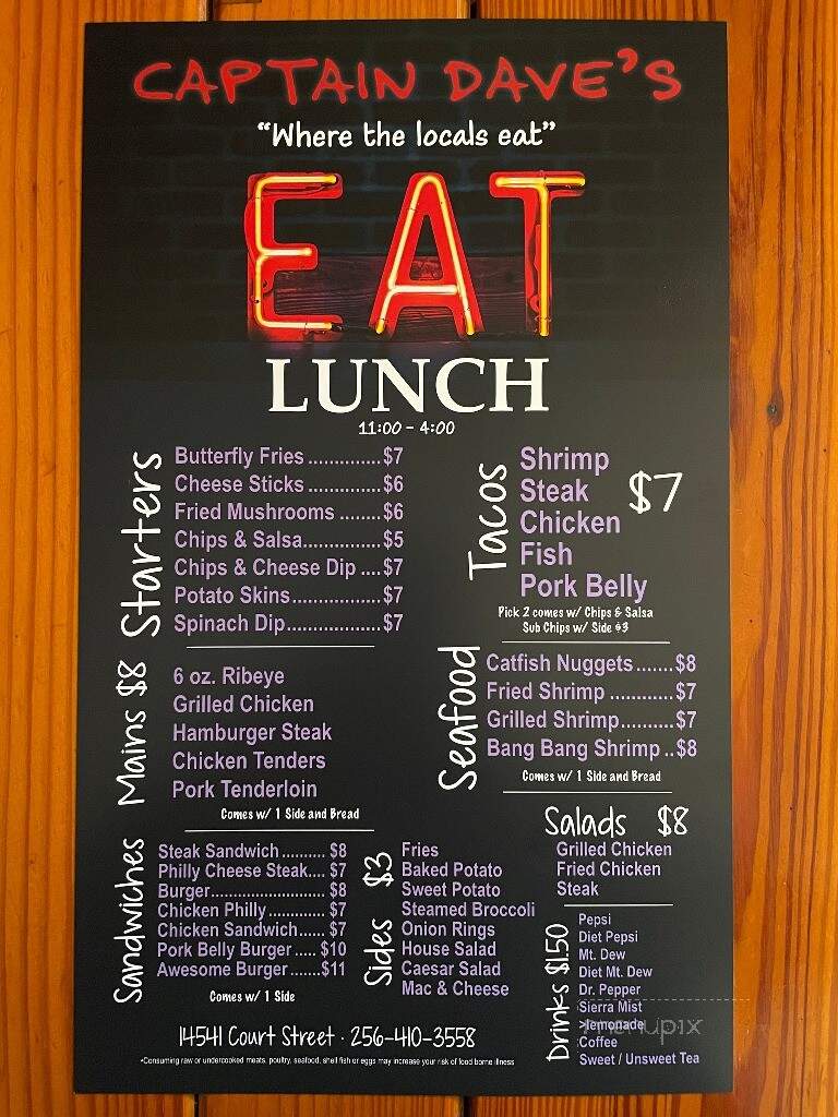 Captain Daves - Moulton, AL menu_pic