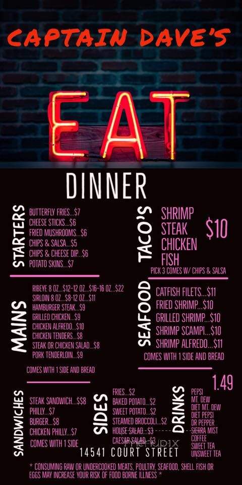 Captain Daves - Moulton, AL menu_pic